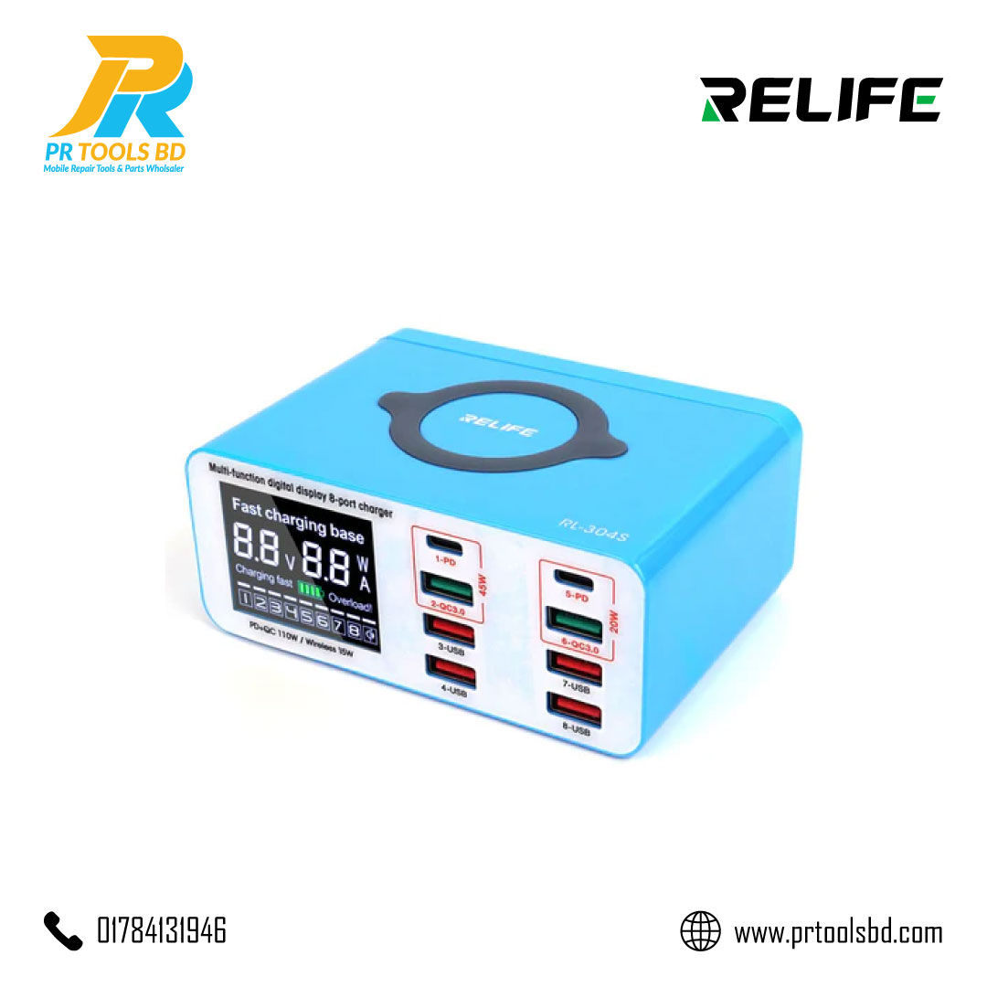 RELIFE RL 304S Multifunctional digital display 8 port charger