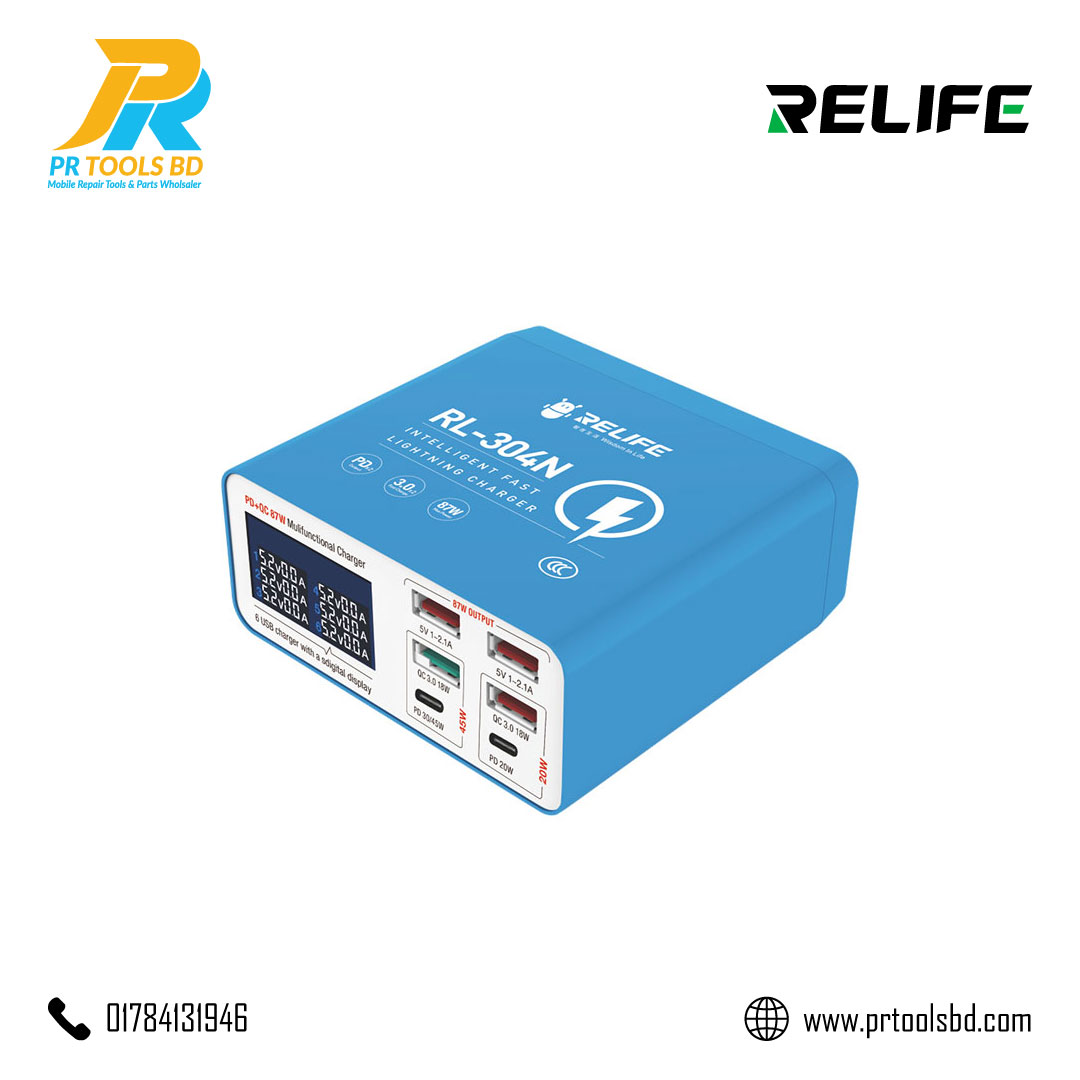 RELIFE RL 304N Intelligent digital display 6 port charger wide voltage