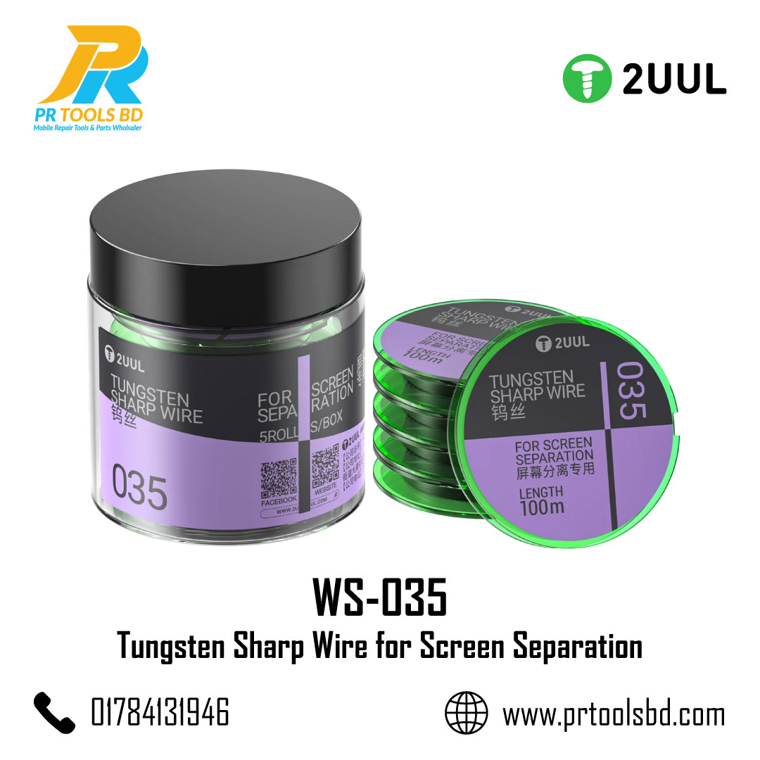 2UUL WS 035 Tungsten Sharp Wire for Screen Separation 0.035 100M
