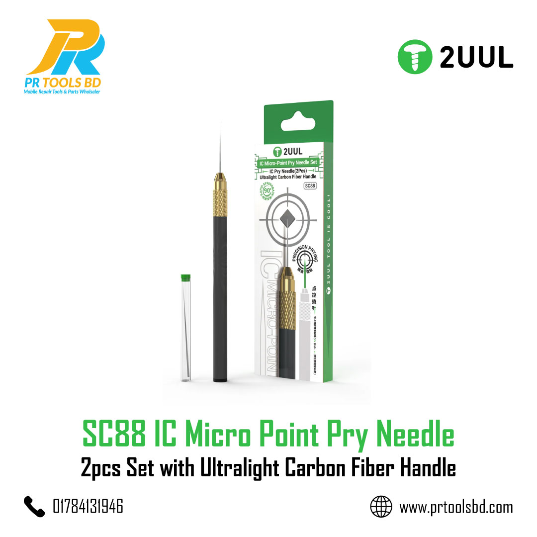 2UUL SC88 IC Micro Point Pry Needle 2pcs Set with Ultralight Carbon Fiber Handle