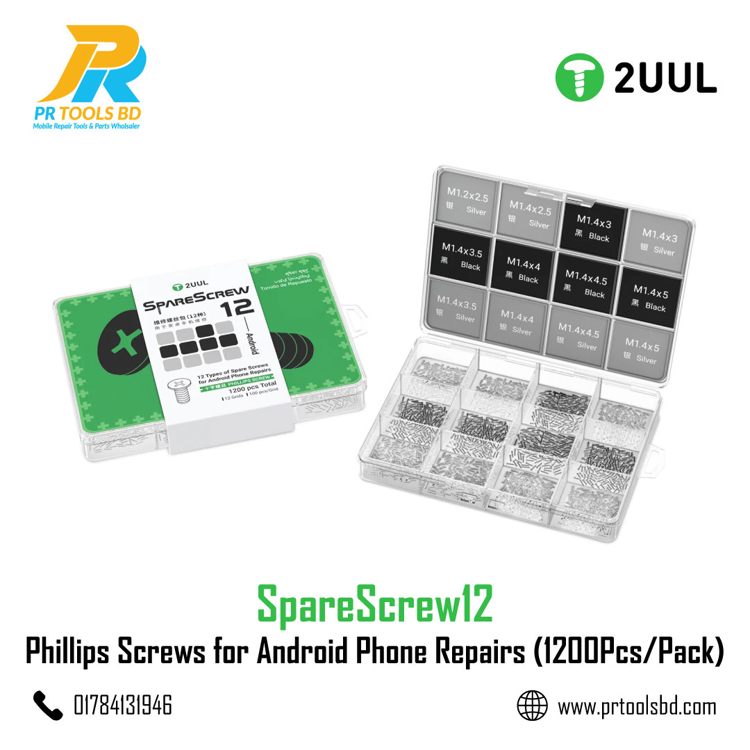 2UUL SC12 SpareScrew12 Phillips Screws for Android Phone Repairs 1200Pcs Pack