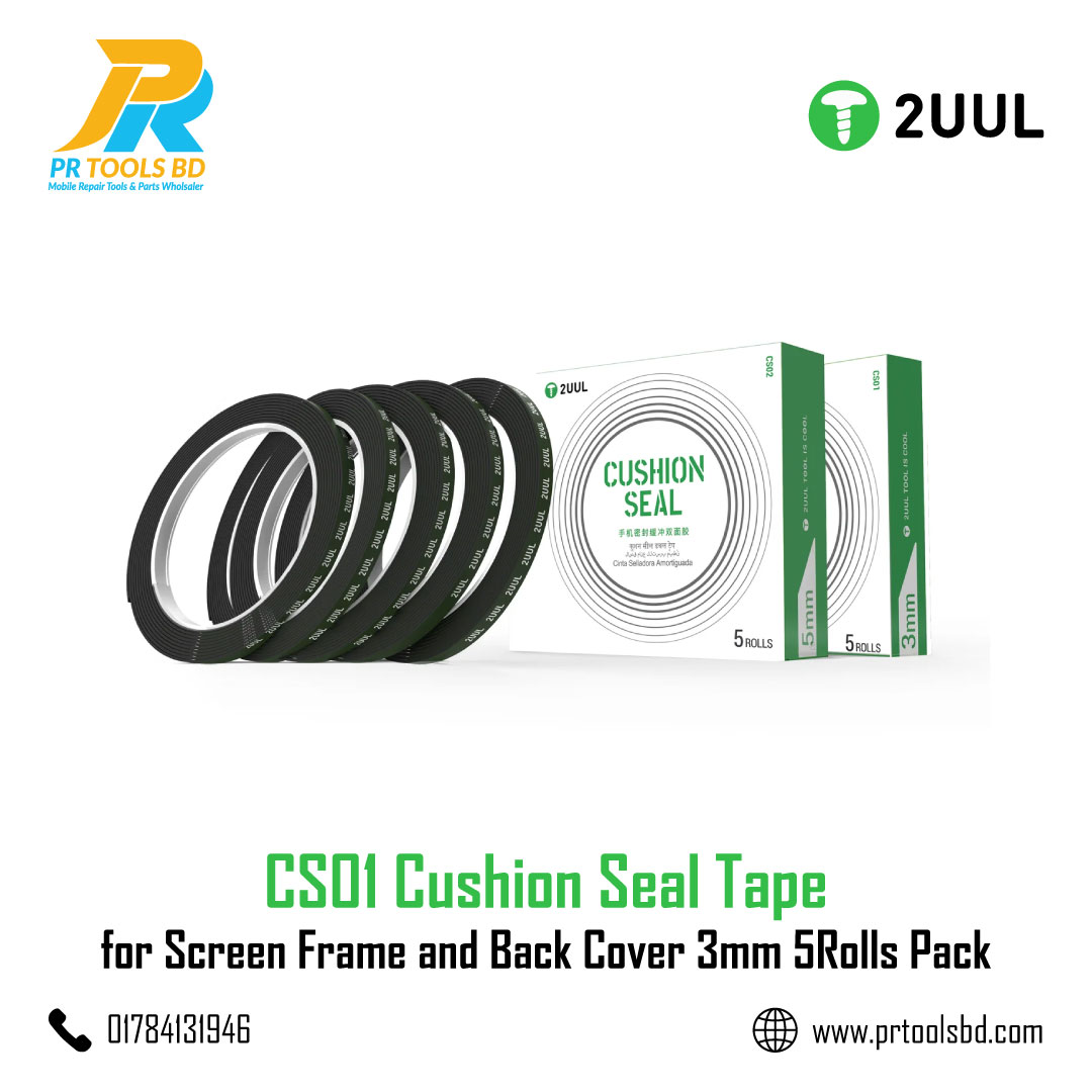 2UUL CS01 Cushion Seal Tape for Screen Frame and Back Cover 3mm 5Rolls Pack