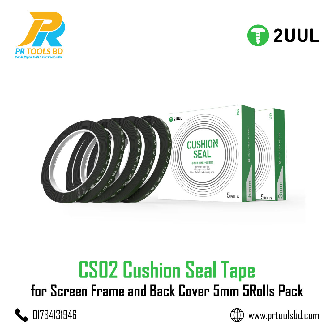2UUL CS02 Cushion Seal Tape for Screen Frame and Back Cover 5mm 5Rolls Pack